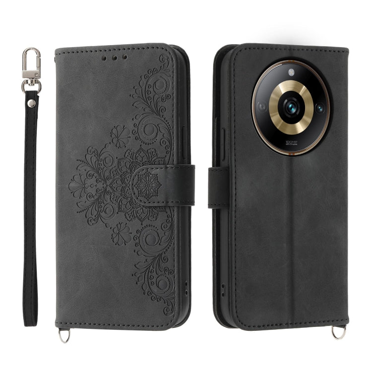 Skin Feel Flowers Embossed Wallet Leather Phone Case, For Realme 11 Pro 5G / 11 Pro+ 5G