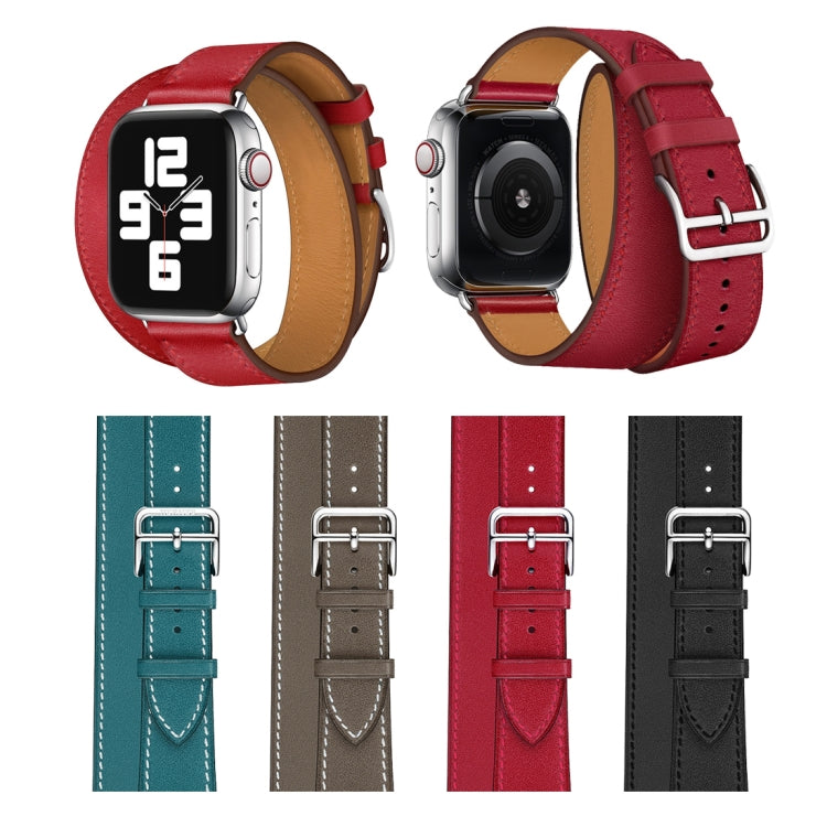 Bracelet de rechange en cuir à double boucle, pour Apple Watch Series 7 41 mm / 6 & SE & 5 & 4 40 mm / 3 & 2 & 1 38 mm, pour Apple Watch Series 7 45 mm / 6 & SE & 5 & 4 44 mm / 3 & 2 & 1 42 mm