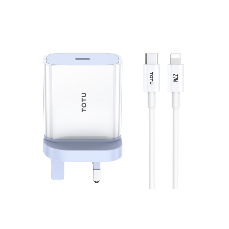TOTU PD 20W Type-C Port Charger with Type-C to 8 Pin Data Cable Set, EU Plug, UK Plug