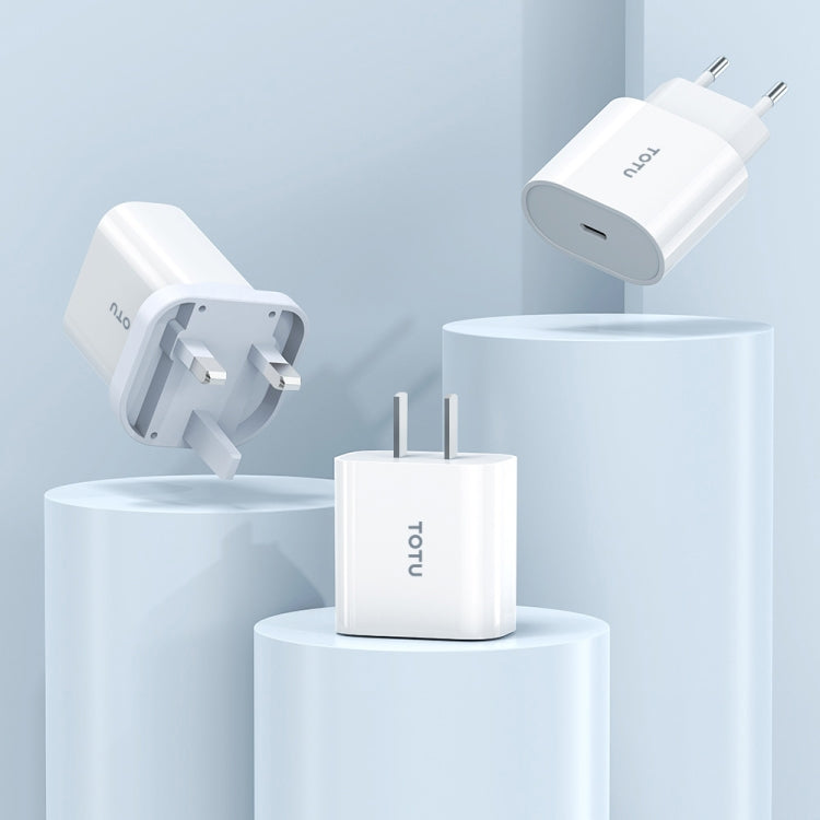 TOTU PD 20W Type-C Port Charger with Type-C to 8 Pin Data Cable Set, EU Plug, UK Plug