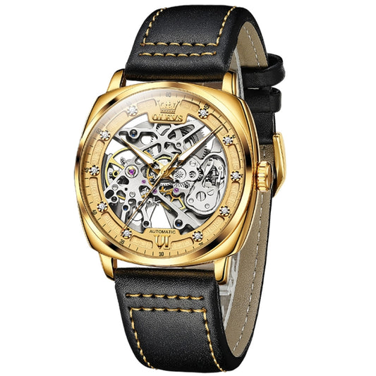 OLEVS 6651 Men Luminous Waterproof Hollow Mechanical Watch