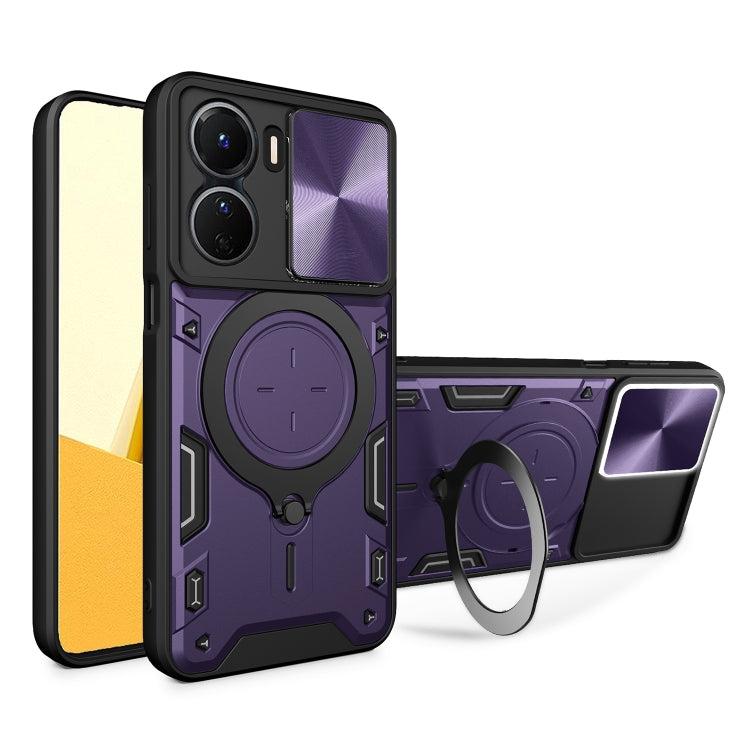 CD Texture Sliding Camshield Magnetic Holder Phone Case