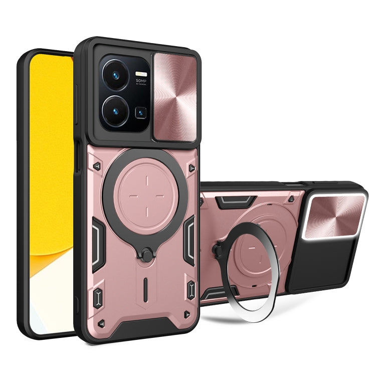 CD Texture Sliding Camshield Magnetic Holder Phone Case