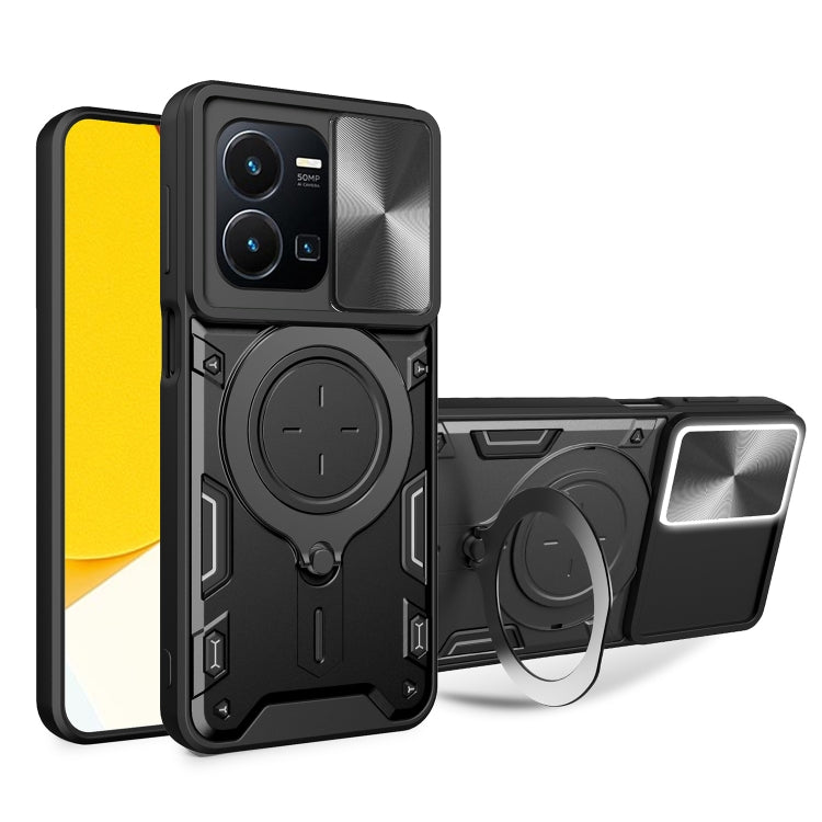 CD Texture Sliding Camshield Magnetic Holder Phone Case