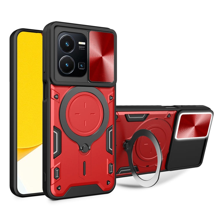CD Texture Sliding Camshield Magnetic Holder Phone Case