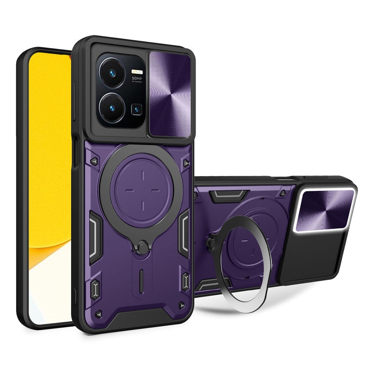 CD Texture Sliding Camshield Magnetic Holder Phone Case