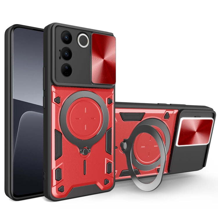 CD Texture Sliding Camshield Magnetic Holder Phone Case