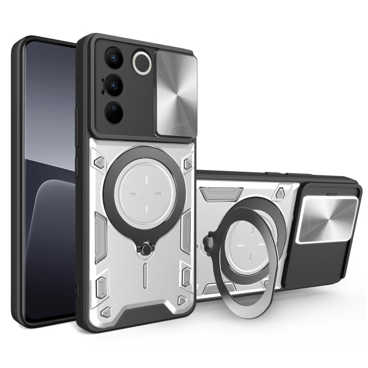 CD Texture Sliding Camshield Magnetic Holder Phone Case