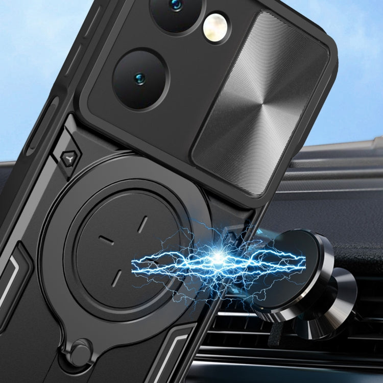 CD Texture Sliding Camshield Magnetic Holder Phone Case
