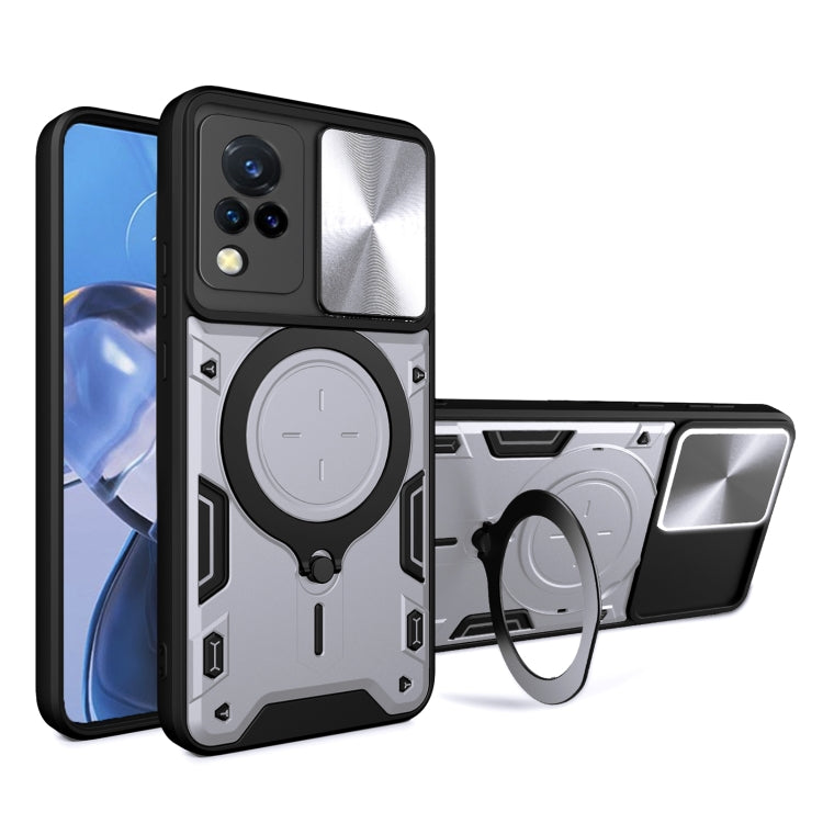 CD Texture Sliding Camshield Magnetic Holder Phone Case