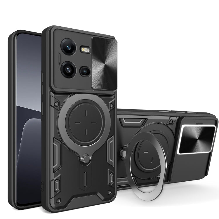 CD Texture Sliding Camshield Magnetic Holder Phone Case