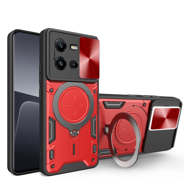 CD Texture Sliding Camshield Magnetic Holder Phone Case