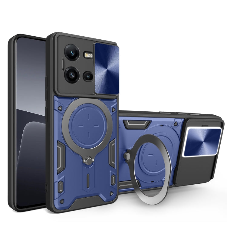 CD Texture Sliding Camshield Magnetic Holder Phone Case