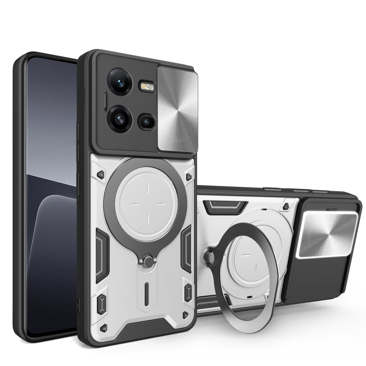 CD Texture Sliding Camshield Magnetic Holder Phone Case