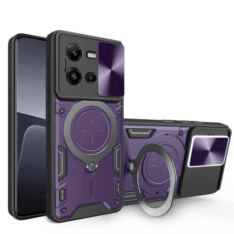 CD Texture Sliding Camshield Magnetic Holder Phone Case