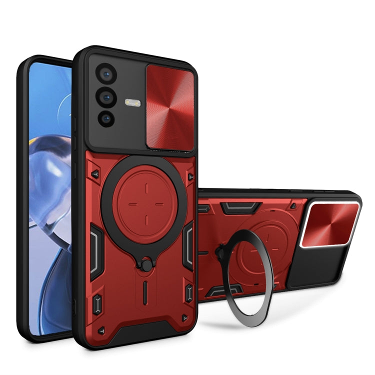 CD Texture Sliding Camshield Magnetic Holder Phone Case