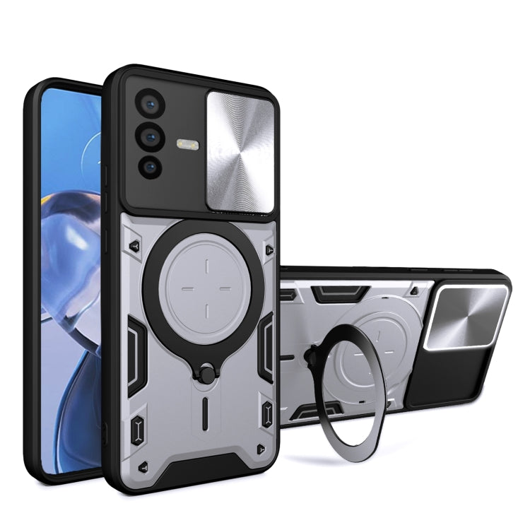 CD Texture Sliding Camshield Magnetic Holder Phone Case