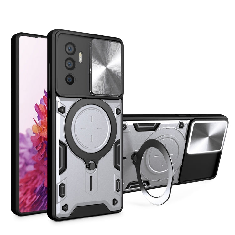 CD Texture Sliding Camshield Magnetic Holder Phone Case