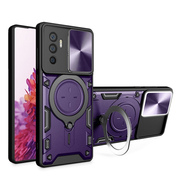 CD Texture Sliding Camshield Magnetic Holder Phone Case