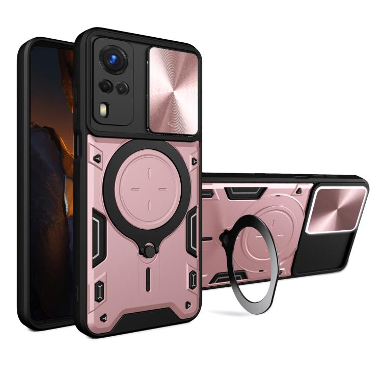 CD Texture Sliding Camshield Magnetic Holder Phone Case
