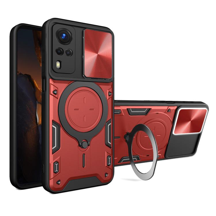 CD Texture Sliding Camshield Magnetic Holder Phone Case