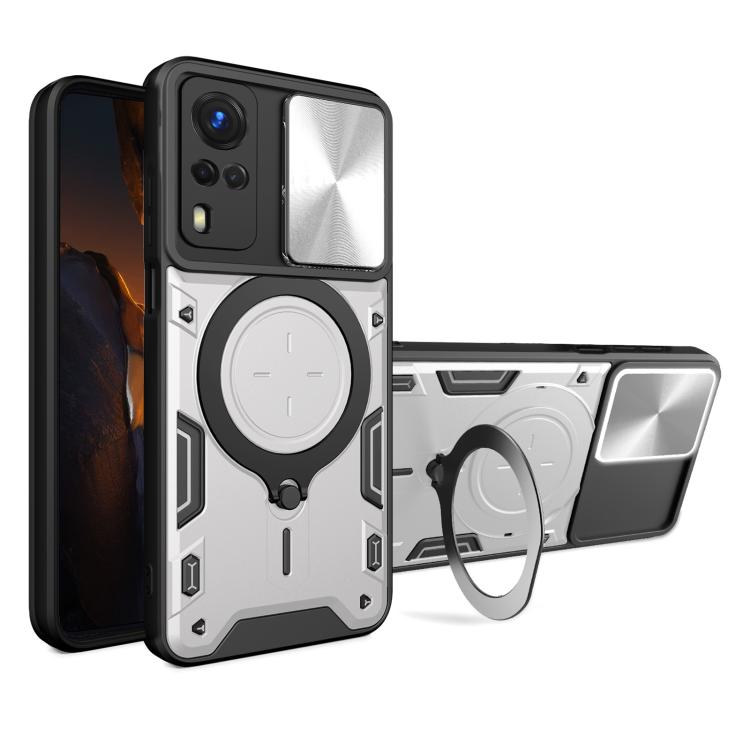 CD Texture Sliding Camshield Magnetic Holder Phone Case