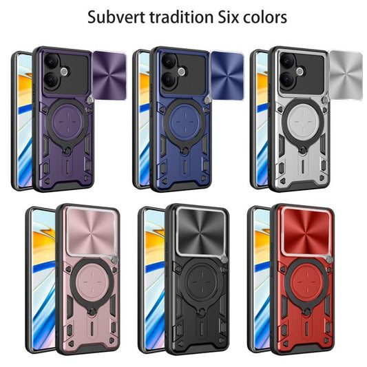 CD Texture Sliding Camshield Magnetic Holder Phone Case