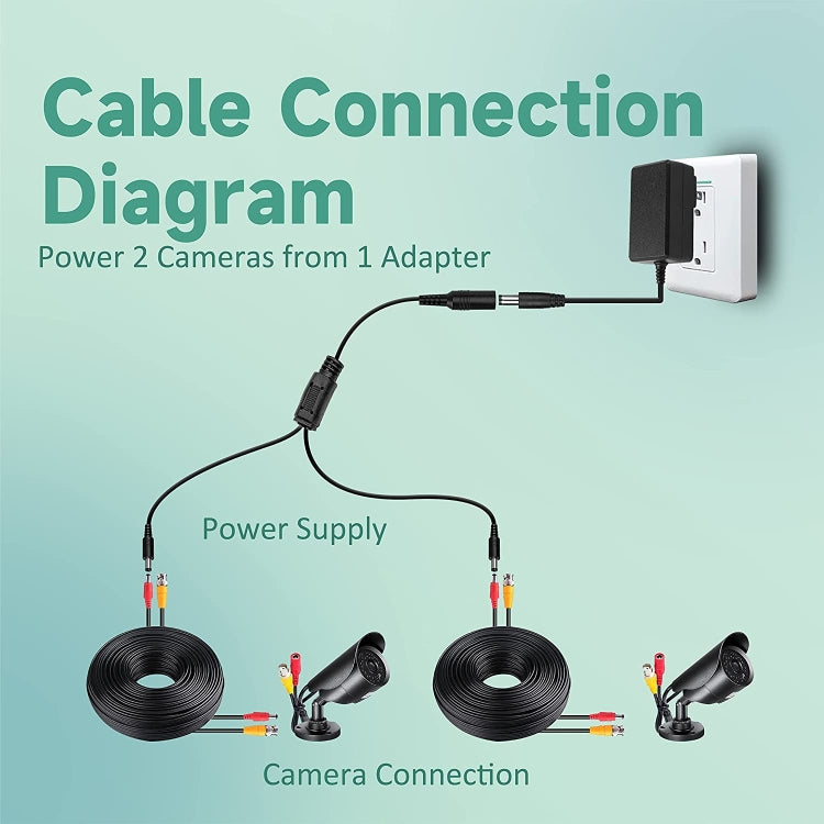 5.5 x 2.1mm Female to Male Plug DC Power Splitter Adapter Power Cable, 30cm, 70cm