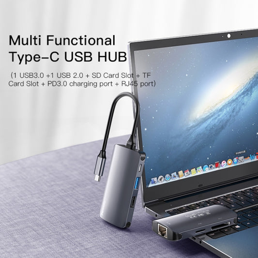 Yesido HB15 Adaptateur HUB pour station d'accueil multifonctionnelle 6-en-1 avec ports USB-C / Type-C, HB15