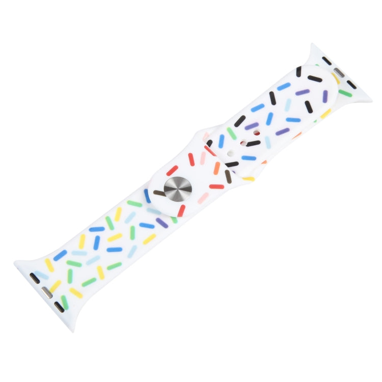 Rainbow Raindrops Silicone Watch Band, For Apple Watch 4 44mm, For Apple Watch 4 40mm, For Apple Watch 3 38mm, For Apple Watch 3 42mm, For Apple Watch 2 42mm, For Apple Watch 2 38mm, For Apple Watch 42mm, For Apple Watch 38mm