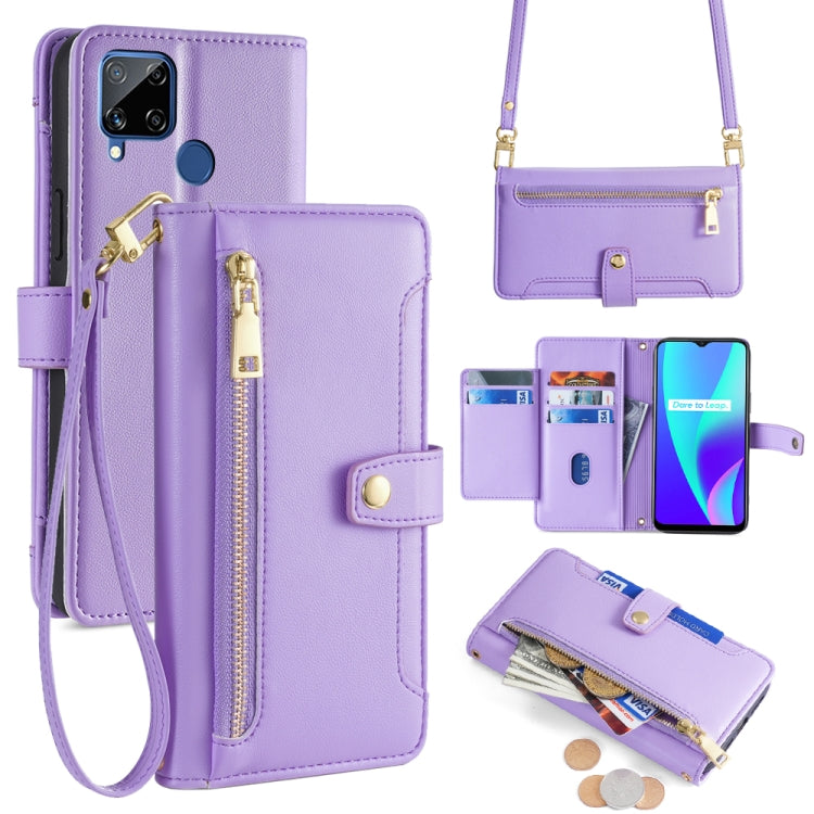 Sheep Texture Cross-body Zipper Wallet Leather Phone Case, For Realme 8 / 8 Pro, For Realme C20, For Realme C12 / Narzo 20, For Realme 7 / Narzo 20 Pro, For Realme C15