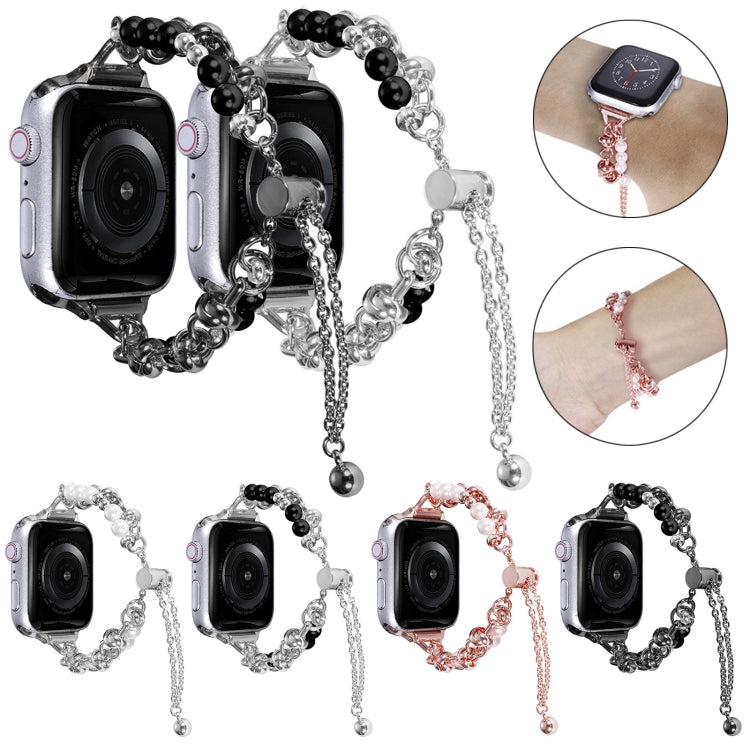 Perlenarmband Metall Uhrenarmband, Für Apple Watch SE 2023 44mm, Für Apple Watch Ultra 49mm, Für Apple Watch SE 2023 40mm, Für Apple Watch 8 41mm, Für Apple Watch Ultra 2 49mm, Für Apple Watch 8 45mm, Für Apple Watch SE 2022 40mm