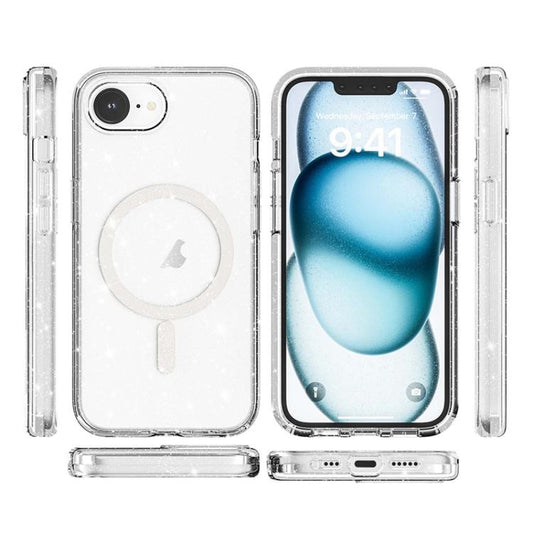 Terminator Style Glitter Powder MagSafe Magnetic Phone Case, For iPhone 16e, For iPhone 16 Pro Max, For iPhone 16 Pro, For iPhone 16 Plus, For iPhone 16, For iPhone 15 Pro Max, For iPhone 15 Pro, For iPhone 15 Plus, For iPhone 15