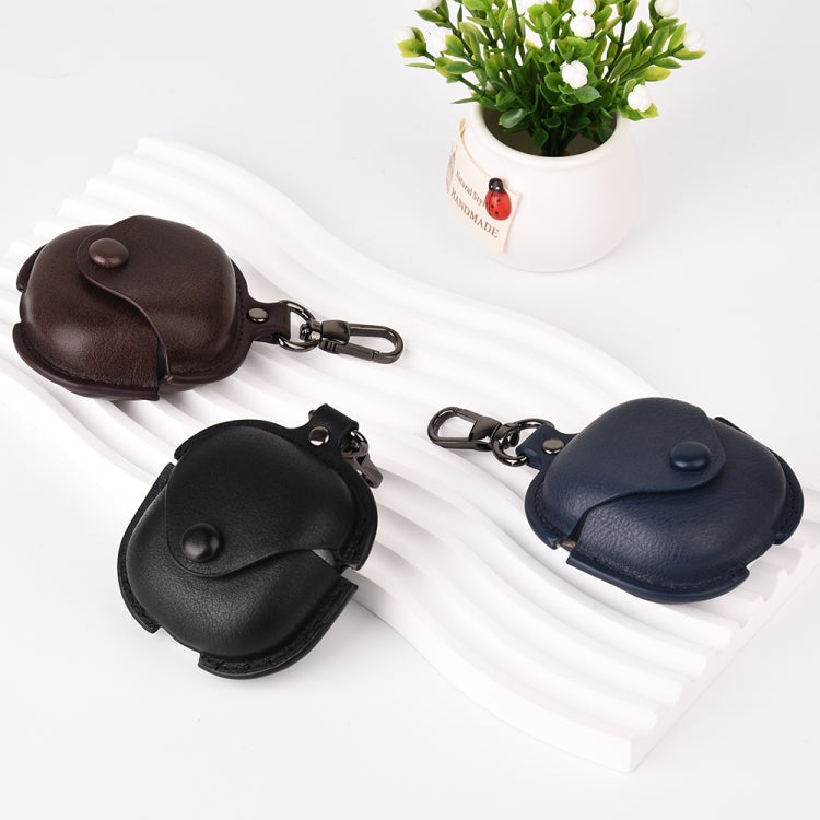 Leather TWS Earphone Protective Case with Hook, For Samsung Galaxy Buds Live / Pro