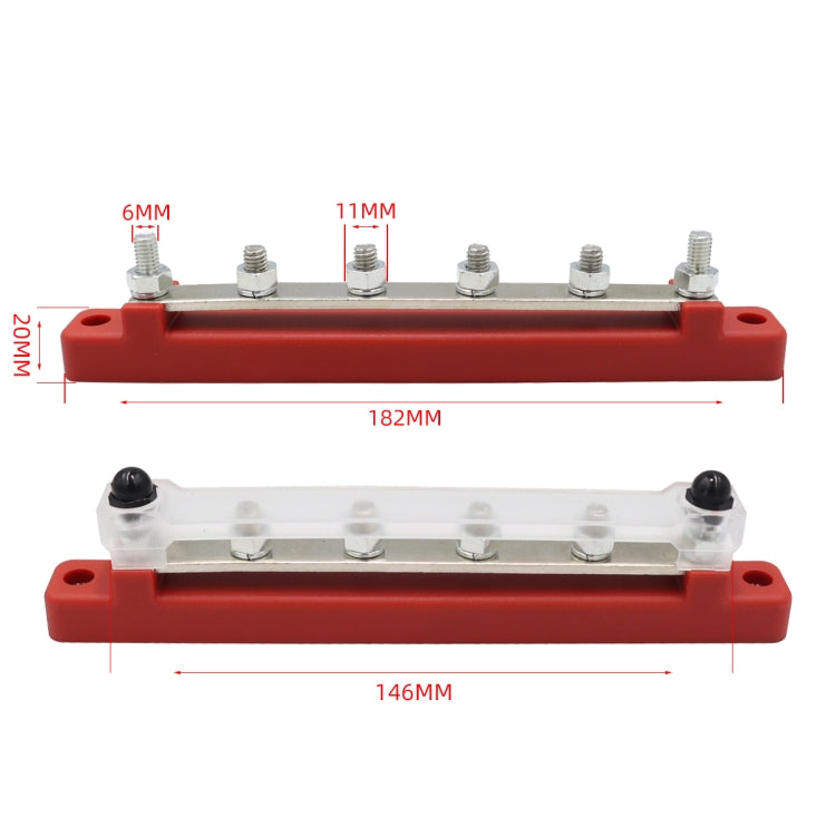 RV Yacht 150A High Current Single-row 4-way Busbar with 6pcs Terminals, CP-3123, CP-3124