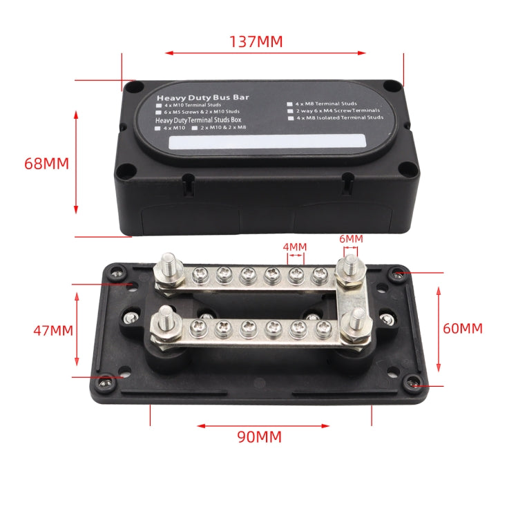 300A 12-48V RV Yacht Modified Double Row 12-way M6 Terminal Busbar with 12pcs Terminals, CP-3158, CP-3159