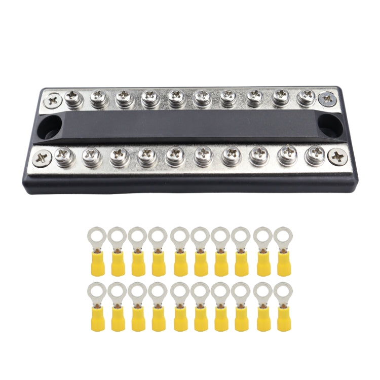 CP-4051 100A 48V RV Yacht Modified Double Row 10-way Busbar with 20pcs Terminals, CP-4051
