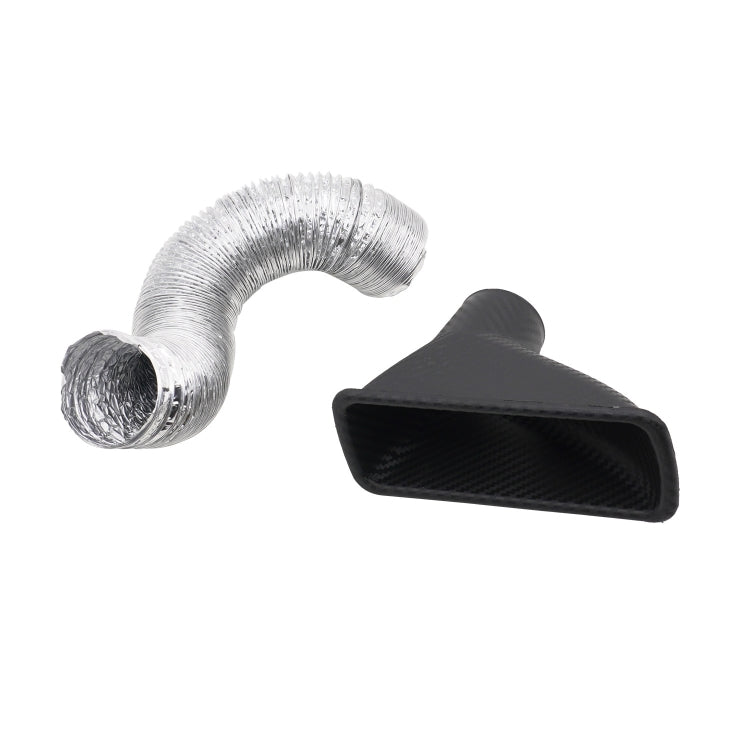XH-UN099 Carbon Fiber Car Front Bumper Turbo Air Intake Inlet Pipe Air Funnel Kit, Round, Square