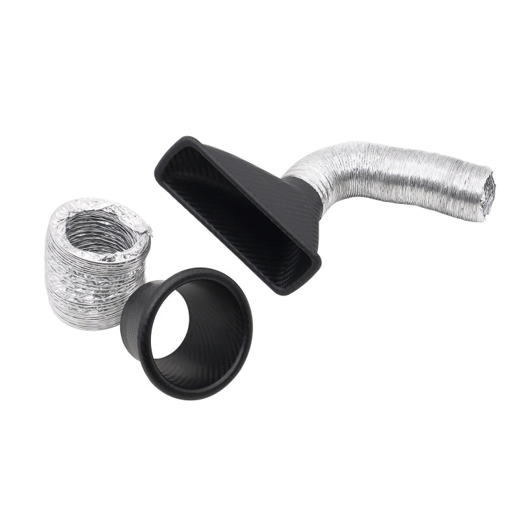 XH-UN099 Carbon Fiber Car Front Bumper Turbo Air Intake Inlet Pipe Air Funnel Kit, Round, Square