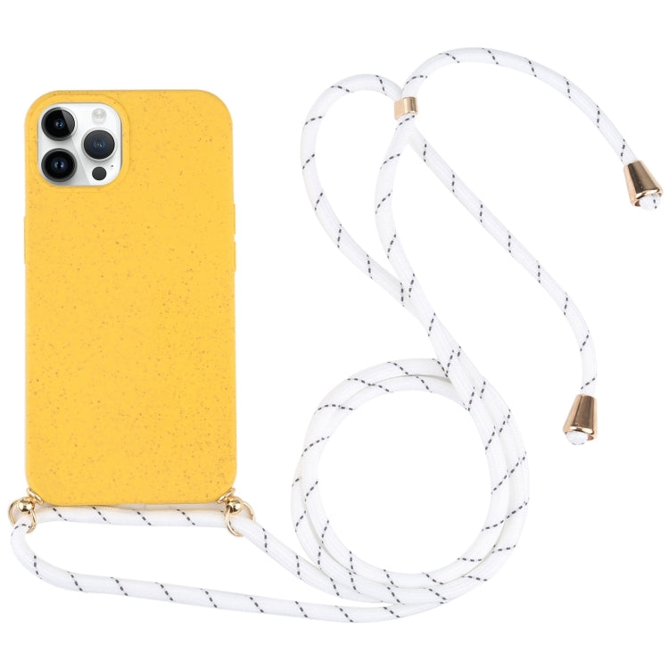 Wheat Straw TPU Shockproof Phone Case with Neck Lanyard, For iPhone 16 Pro Max, For iPhone 16 Pro, For iPhone 16 Plus, For iPhone 16, For iPhone 15 Pro Max, For iPhone 15 Pro, For iPhone 15 Plus, For iPhone 15