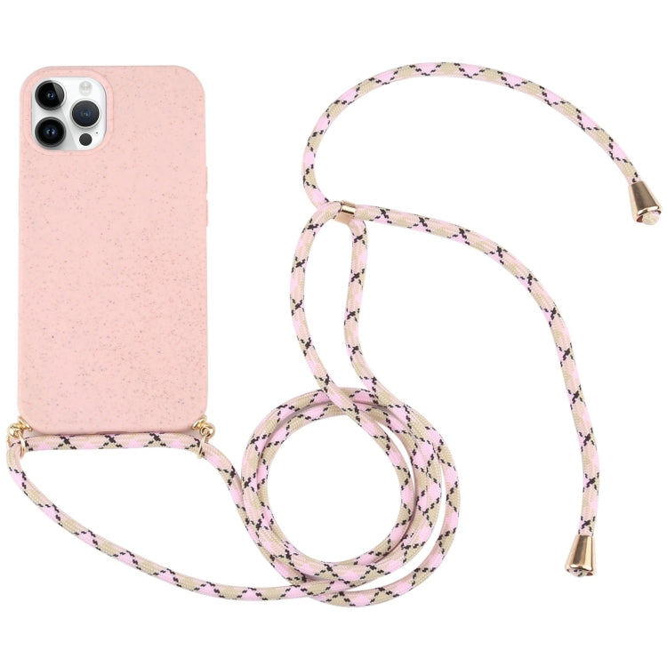 Wheat Straw TPU Shockproof Phone Case with Neck Lanyard, For iPhone 16 Pro Max, For iPhone 16 Pro, For iPhone 16 Plus, For iPhone 16, For iPhone 15 Pro Max, For iPhone 15 Pro, For iPhone 15 Plus, For iPhone 15