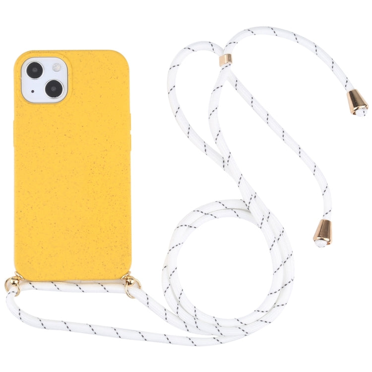 Wheat Straw TPU Shockproof Phone Case with Neck Lanyard, For iPhone 16 Pro Max, For iPhone 16 Pro, For iPhone 16 Plus, For iPhone 16, For iPhone 15 Pro Max, For iPhone 15 Pro, For iPhone 15 Plus, For iPhone 15