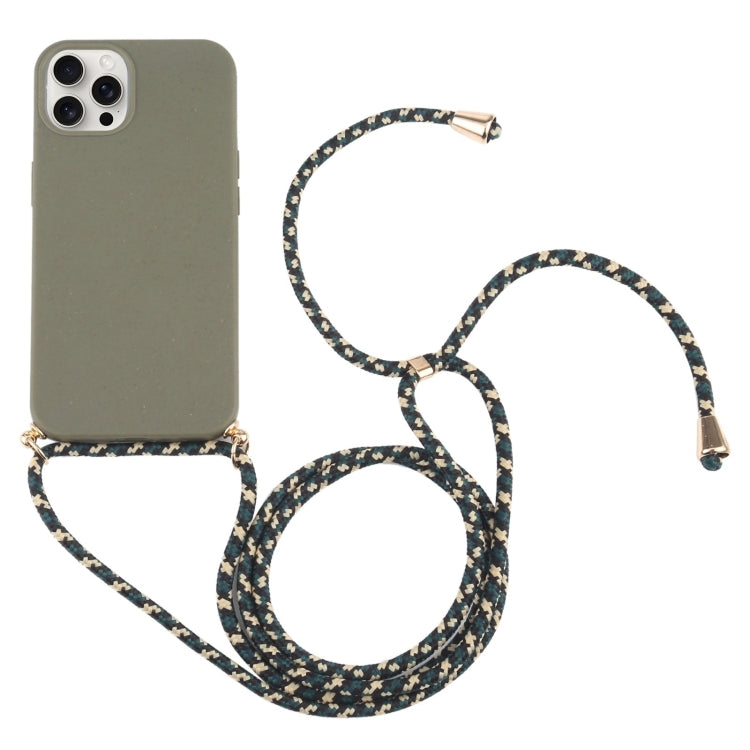 Wheat Straw TPU Shockproof Phone Case with Neck Lanyard, For iPhone 16 Pro Max, For iPhone 16 Pro, For iPhone 16 Plus, For iPhone 16, For iPhone 15 Pro Max, For iPhone 15 Pro, For iPhone 15 Plus, For iPhone 15