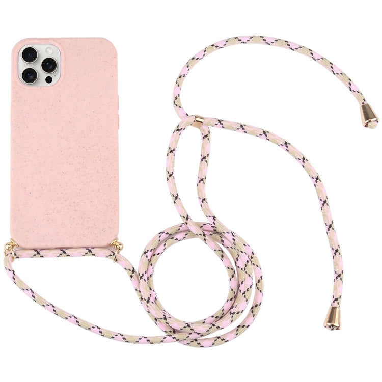 Wheat Straw TPU Shockproof Phone Case with Neck Lanyard, For iPhone 16 Pro Max, For iPhone 16 Pro, For iPhone 16 Plus, For iPhone 16, For iPhone 15 Pro Max, For iPhone 15 Pro, For iPhone 15 Plus, For iPhone 15