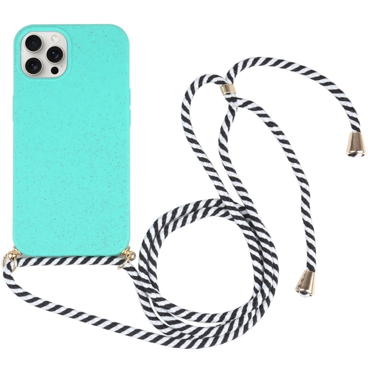 Wheat Straw TPU Shockproof Phone Case with Neck Lanyard, For iPhone 16 Pro Max, For iPhone 16 Pro, For iPhone 16 Plus, For iPhone 16, For iPhone 15 Pro Max, For iPhone 15 Pro, For iPhone 15 Plus, For iPhone 15