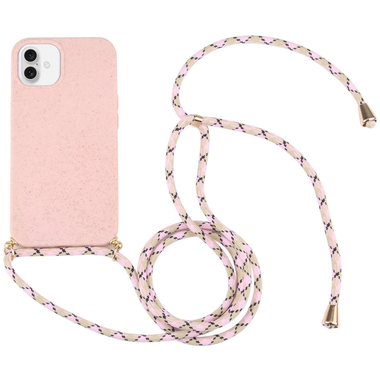 Wheat Straw TPU Shockproof Phone Case with Neck Lanyard, For iPhone 16 Pro Max, For iPhone 16 Pro, For iPhone 16 Plus, For iPhone 16, For iPhone 15 Pro Max, For iPhone 15 Pro, For iPhone 15 Plus, For iPhone 15