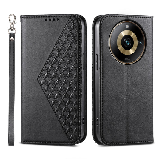 Cubic Grid Calf Texture Magnetic Leather Phone Case, For Realme 11 Pro
