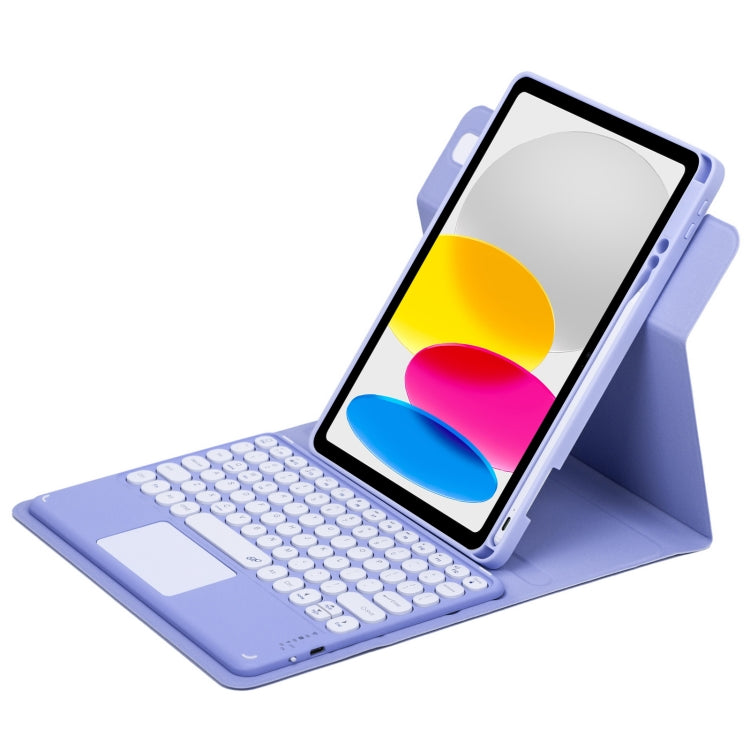 Round Button 360 Degree Rotatable Bluetooth Keyboard Leather Case with Touchpad, For iPad 10th Gen 10.9 2022, For iPad Air 2022 / iPad Pro 11 2021, For iPad 10.2 2021 / Air 2019