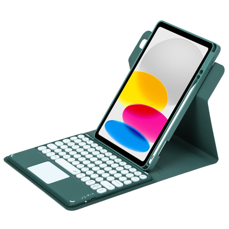 Round Button 360 Degree Rotatable Bluetooth Keyboard Leather Case with Touchpad, For iPad 10th Gen 10.9 2022, For iPad Air 2022 / iPad Pro 11 2021, For iPad 10.2 2021 / Air 2019