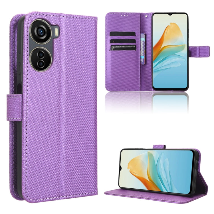 Diamond Texture Leather Phone Case, For ZTE Axon 40 Lite